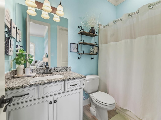 18910 Paddlefish Way, Cypress, TX 77433 - bathroom featuring crown molding, wood finished floors, and vanity
