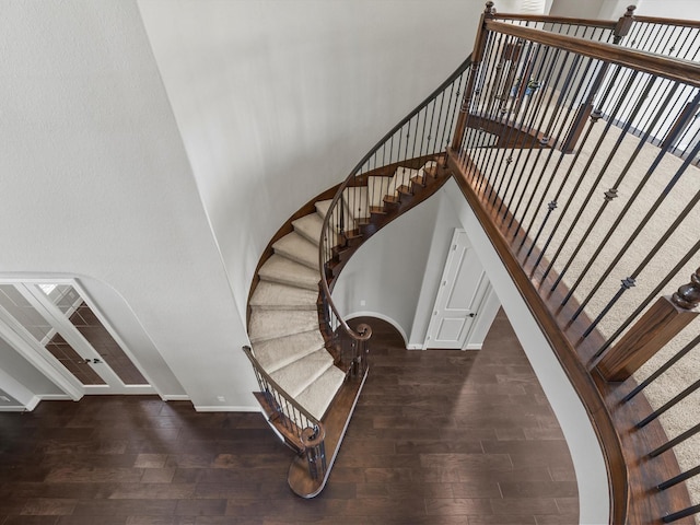 18910 Paddlefish Way, Cypress, TX 77433 - stairway featuring wood finished floors and a high ceiling