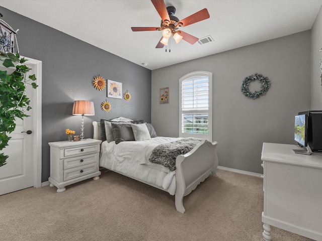 18910 Paddlefish Way, Cypress, TX 77433 - bedroom featuring light colored carpet, ceiling fan, and an office area