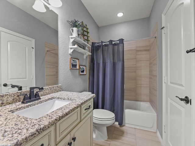18910 Paddlefish Way, Cypress, TX 77433 - bathroom with vanity, shower / tub combo with curtain, and tile patterned flooring