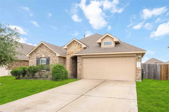 4507 Terrazza Verde Dr, Katy, TX 77493 - view of front of house featuring brick siding, concrete driveway, a garage, and roof with shingles
