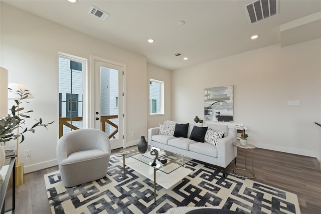3905 Pinemont Dr Unit G, Houston, TX 77018 - living area featuring wood finished floors, baseboards, recessed lighting, and french doors