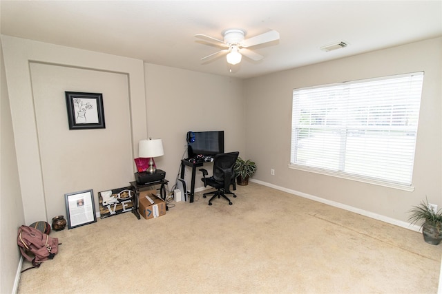 4919 Bentonite Blvd, Baytown, TX 77521 - carpeted office featuring ceiling fan and baseboards