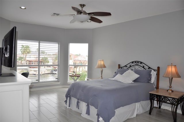 14134 Palo Seco Dr, Corpus Christi, TX 78418 - bedroom featuring a ceiling fan, baseboards, and recessed lighting