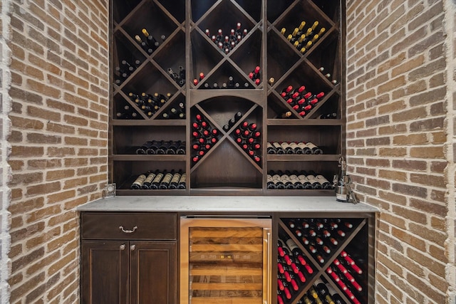6014 Floyd St, Houston, TX 77007 - wine area featuring beverage cooler and brick wall