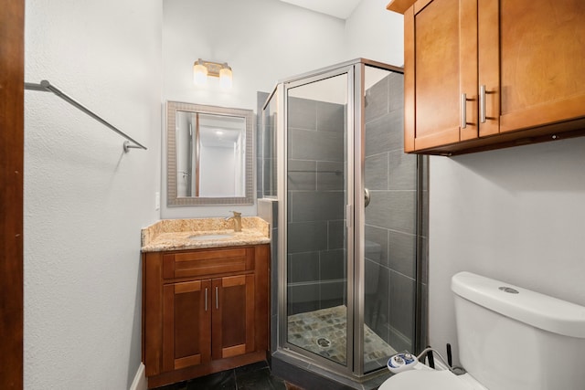 2022 Sabine St, Houston, TX 77007 - full bathroom featuring toilet, vanity, and a shower stall