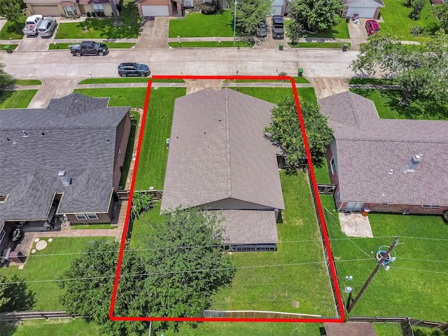 20110 Misty Pines Dr, Humble, TX 77346 - aerial perspective of suburban area featuring property parcel outlined