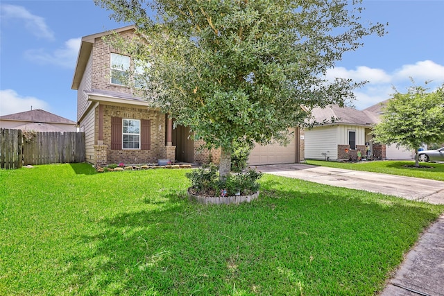 6015 Coleus St, Crosby, TX 77532 - obstructed view of property with brick siding, driveway, and an attached garage