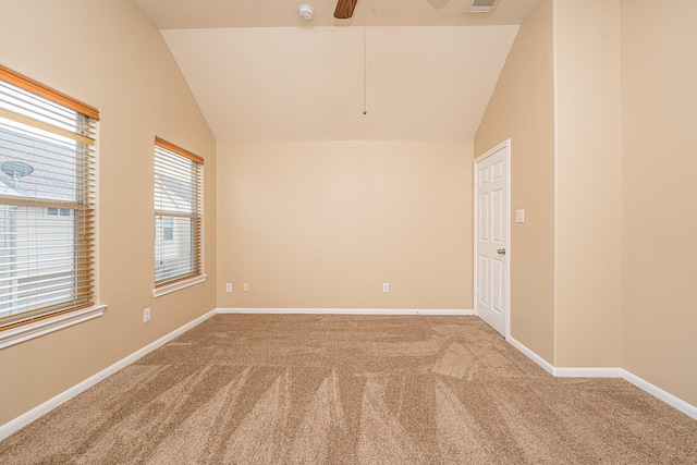 2212 Naomi St, Houston, TX 77054 - empty room with vaulted ceiling, carpet floors, a smoke detector, and ceiling fan