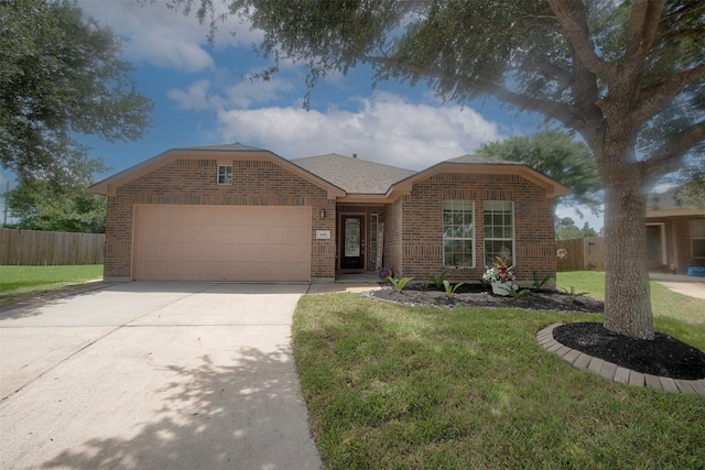 446 De Coster Blvd, Alvin, TX 77511 - single story home with brick siding, an attached garage, and concrete driveway
