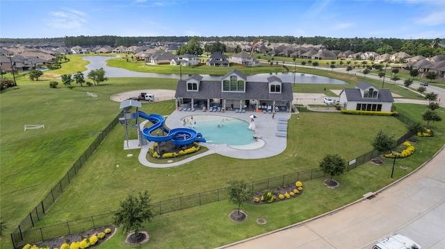 24815 Pavonia Lake Ln, Tomball, TX 77375 - aerial perspective of suburban area featuring a large body of water and a pool