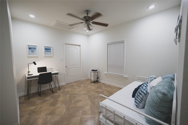 4023 Avenue S, Galveston, TX 77550 - home office with ceiling fan, recessed lighting, and baseboards