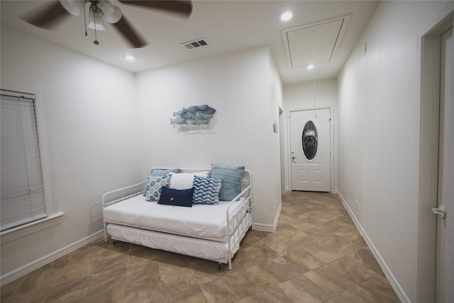 4023 Avenue S, Galveston, TX 77550 - hall with attic access and baseboards