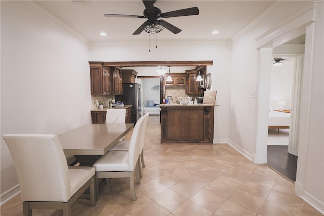 4023 Avenue S, Galveston, TX 77550 - dining space with a ceiling fan and recessed lighting