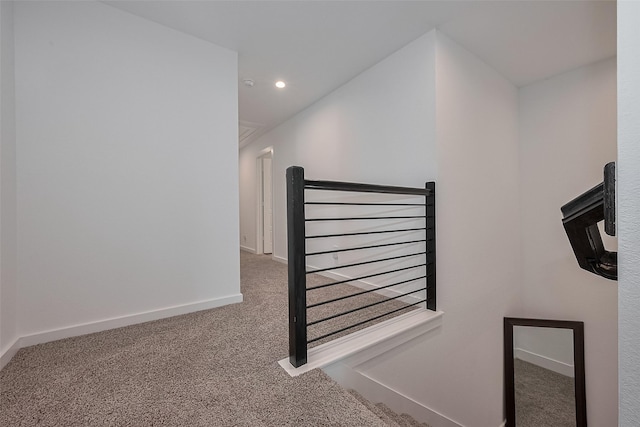 12319 Brandenburg Gate Dr, Houston, TX 77047 - stairs with carpet, baseboards, and recessed lighting