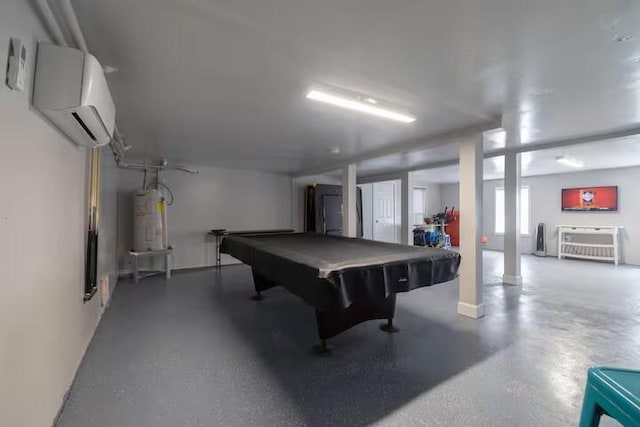 1514 18th St, Galveston, TX 77550 - game room with a wall mounted air conditioner, water heater, billiards, and baseboards