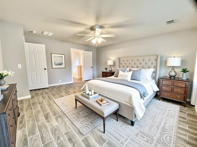 17419 Prospect Meadows Dr, Houston, TX 77095 - bedroom featuring wood tiled floors, baseboards, and ceiling fan