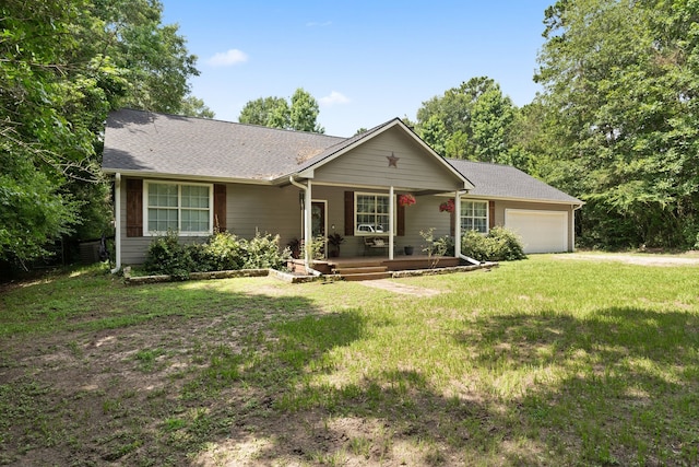 11402 Willis Waukegan Rd, Conroe, TX 77303 - single story home featuring covered porch, an attached garage, a front lawn, and roof with shingles