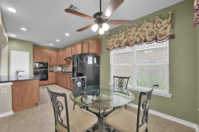20530 Saddleback Chase Ln, Cypress, TX 77433 - dining room with healthy amount of natural light, light tile patterned floors, a ceiling fan, recessed lighting, and baseboards