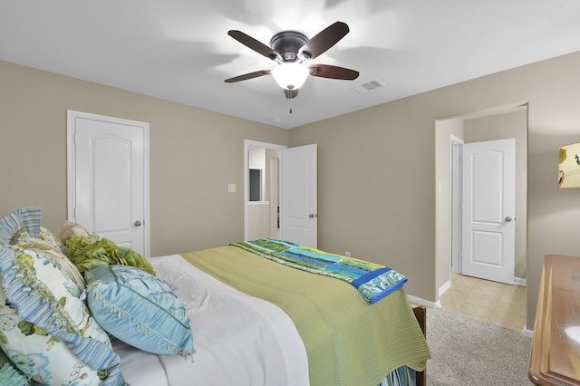20530 Saddleback Chase Ln, Cypress, TX 77433 - bedroom featuring light tile patterned floors, baseboards, and ceiling fan