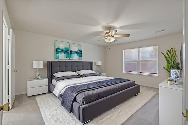 19126 Edens Dawn Dr, Tomball, TX 77375 - bedroom with light colored carpet, baseboards, and ceiling fan