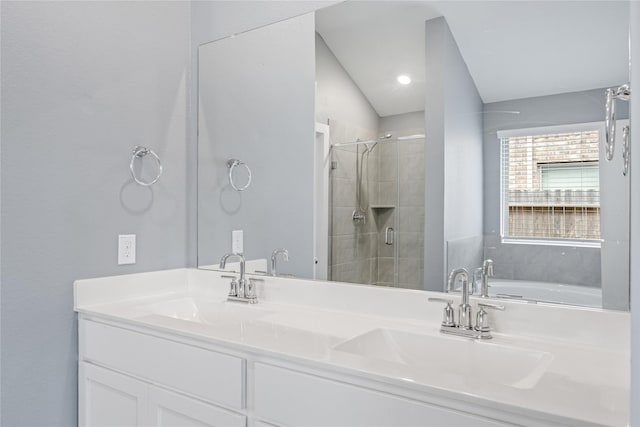 2030 Boreas Ln, Baytown, TX 77523 - full bath with a shower stall, double vanity, and a bath