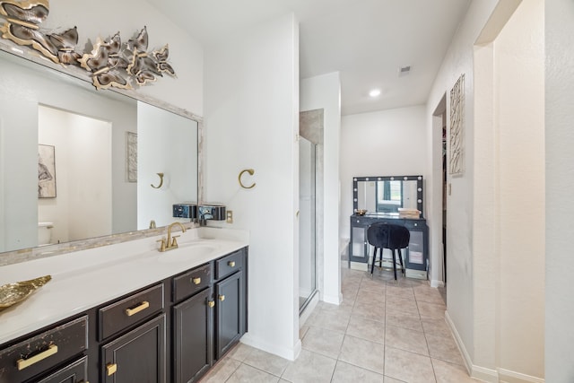 15203 Albert Oak Dr, Humble, TX 77396 - full bath with vanity, a shower stall, tile patterned floors, and toilet