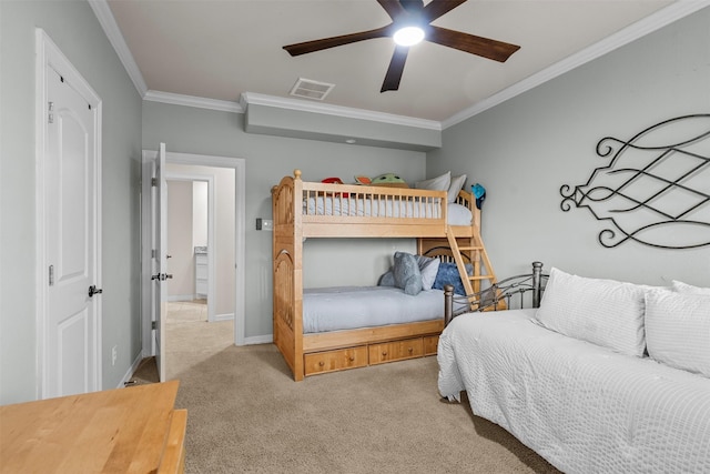 9030 Royal Crest Ln, Richmond, TX 77469 - carpeted bedroom featuring ornamental molding and a ceiling fan