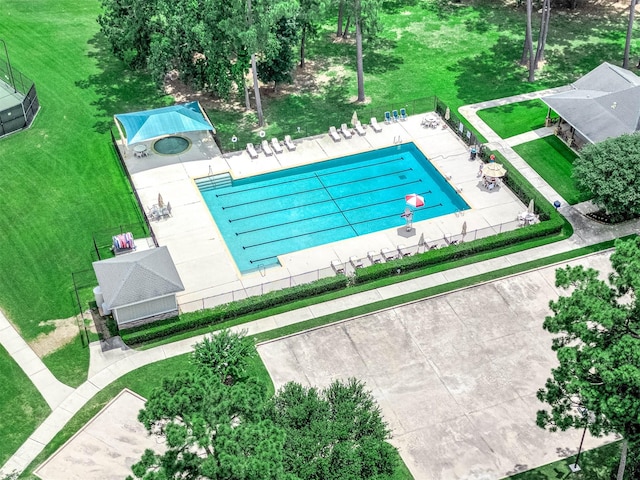 5923 Vinland Shores Ct, Spring, TX 77379 - drone / aerial view of a pool area