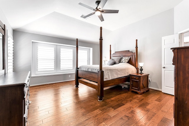 2911 Fair Chase Dr, Katy, TX 77494 - bedroom with dark wood finished floors, baseboards, a ceiling fan, and vaulted ceiling
