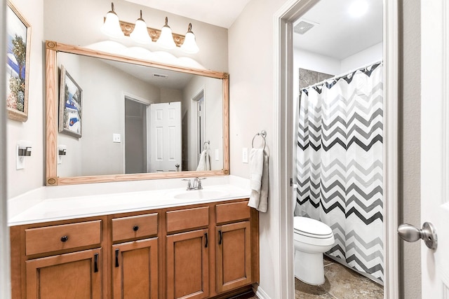 2911 Fair Chase Dr, Katy, TX 77494 - bathroom with toilet, vanity, and curtained shower