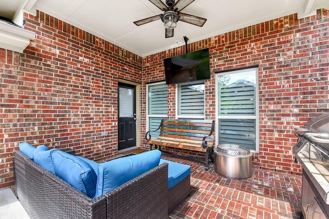2911 Fair Chase Dr, Katy, TX 77494 - view of patio with ceiling fan and an outdoor living space