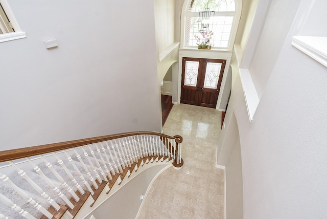 7111 Morrow Ct, Sugar Land, TX 77479 - foyer entrance with a towering ceiling and stairs