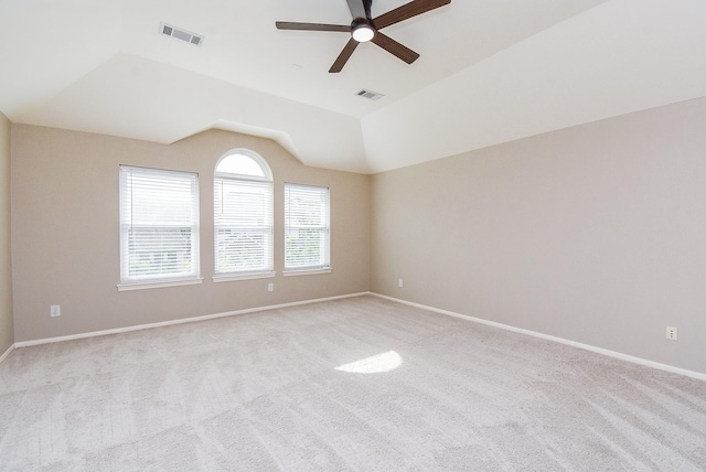 7111 Morrow Ct, Sugar Land, TX 77479 - spare room with a ceiling fan, light carpet, and lofted ceiling