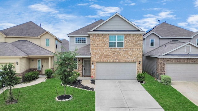 24739 Lorenzo Glaze Trl, Katy, TX 77493 - traditional-style home featuring brick siding, concrete driveway, a front yard, and roof with shingles