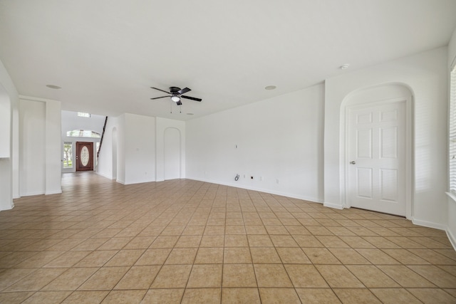 26402 Larkspur Ridge Dr, Katy, TX 77494 - unfurnished room featuring a ceiling fan, light tile patterned flooring, and baseboards