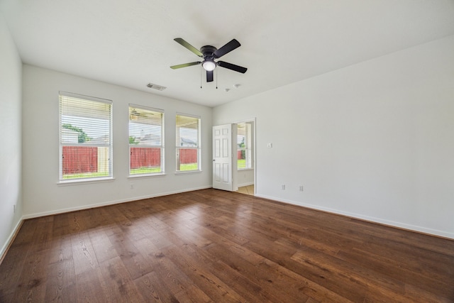 26402 Larkspur Ridge Dr, Katy, TX 77494 - empty room featuring ceiling fan, dark wood-type flooring, and baseboards
