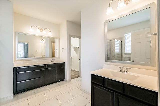 11514 Harmony Summit Trce, Richmond, TX 77406 - full bath with vanity, healthy amount of natural light, tile patterned floors, and a stall shower