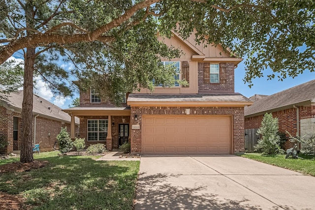 24523 Carlton Springs Ln, Katy, TX 77494 - traditional-style home featuring brick siding, driveway, a garage, and a front lawn