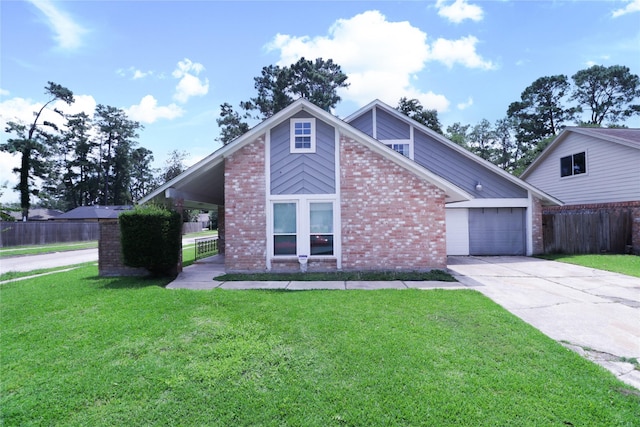 23303 Calico Corners Ln, Spring, TX 77373 - mid-century home with concrete driveway, brick siding, and a garage