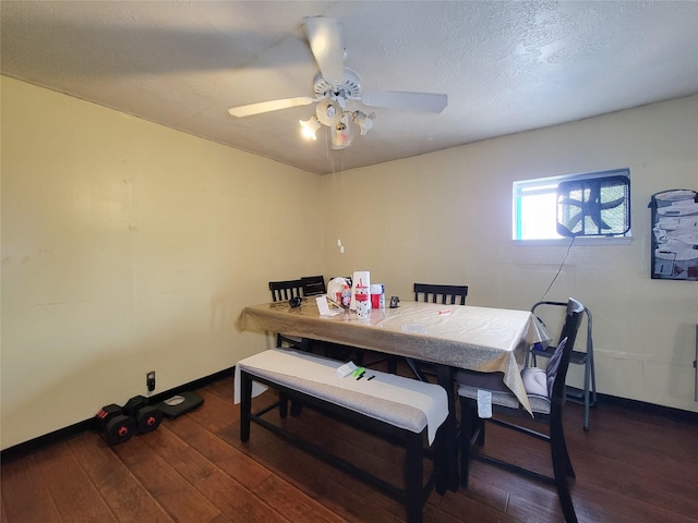 418 Bishop St, Houston, TX 77009 - dining space with hardwood / wood-style floors, baseboards, and a ceiling fan