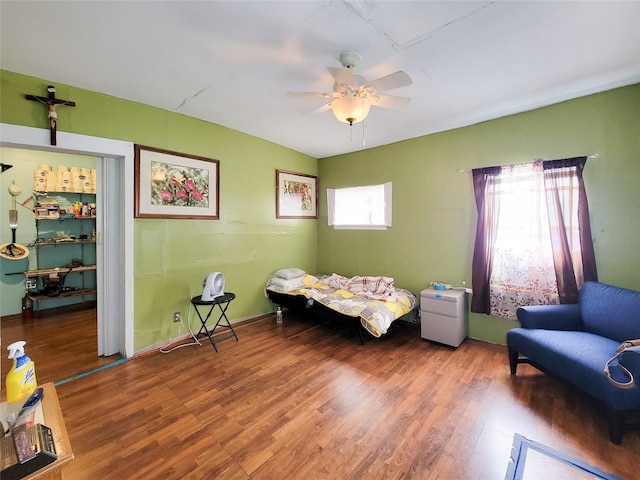 418 Bishop St, Houston, TX 77009 - bedroom featuring wood finished floors and ceiling fan