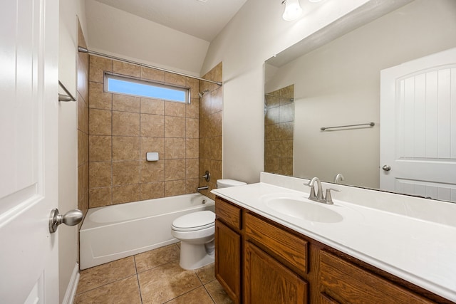 20522 Saddleback Chase Ln, Cypress, TX 77433 - bathroom featuring vanity, toilet, shower / bath combination, and tile patterned floors