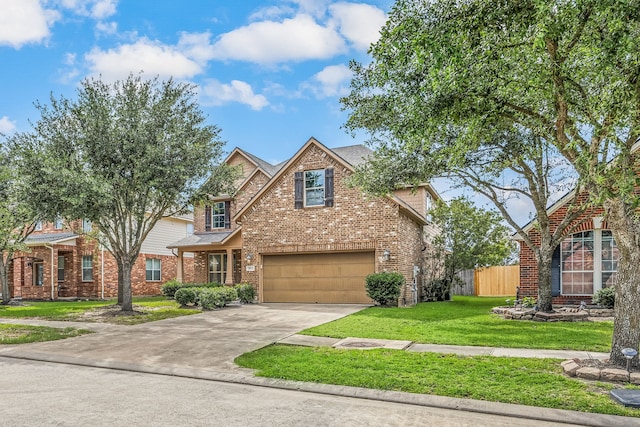20522 Saddleback Chase Ln, Cypress, TX 77433 - traditional-style house with brick siding, an attached garage, and driveway
