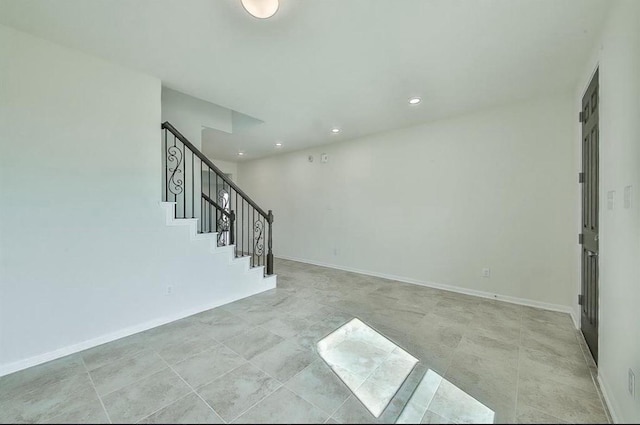 28430 Buffalo Fork Ln, Katy, TX 77494 - unfurnished room with recessed lighting, stairs, and baseboards