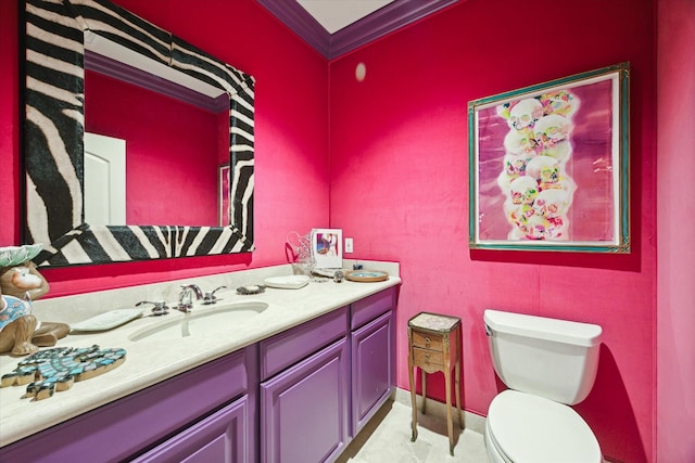 511 S Post Oak Ln Unit 6D, Houston, TX 77056 - bathroom with crown molding, vanity, and toilet