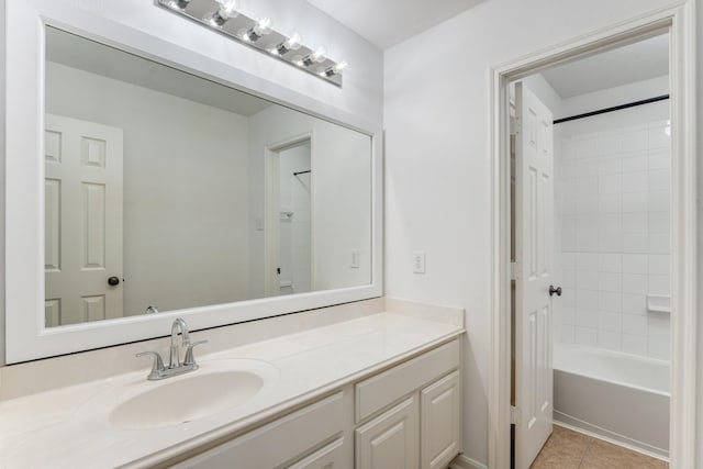 16906 Shoal Park Dr, Cypress, TX 77429 - full bathroom featuring vanity, tile patterned floors, and shower / tub combination