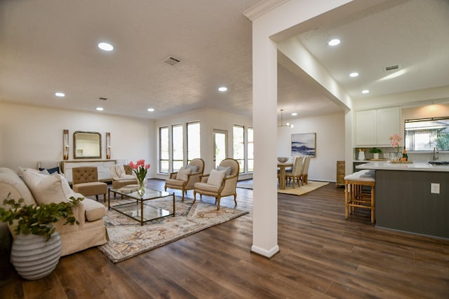 6014 Franz Ct, Katy, TX 77493 - living room with dark wood-style floors and recessed lighting