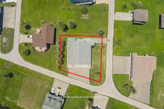 2585 Tide Dr, Crystal Beach, TX 77650 - aerial view of property and surrounding area featuring property boundaries highlighted