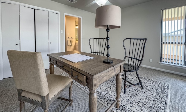 1406 Broken Hls Unit 14, Horseshoe Bay, TX 78657 - carpeted office space with baseboards and a ceiling fan
